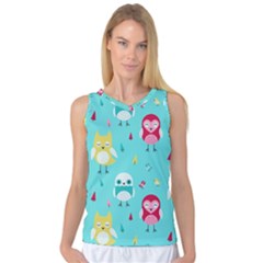 Owls Owl Bird Cute Animal Art Vector  Pattern Colorful Women s Basketball Tank Top by Salman4z