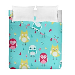 Owls Owl Bird Cute Animal Art Vector  Pattern Colorful Duvet Cover Double Side (full/ Double Size) by Salman4z