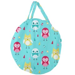 Owls Owl Bird Cute Animal Art Vector  Pattern Colorful Giant Round Zipper Tote by Salman4z