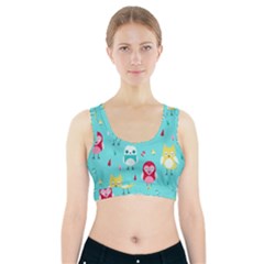 Owls Owl Bird Cute Animal Art Vector  Pattern Colorful Sports Bra With Pocket by Salman4z