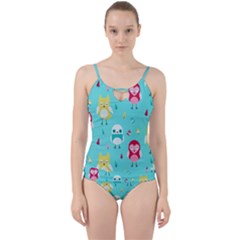 Owls Owl Bird Cute Animal Art Vector  Pattern Colorful Cut Out Top Tankini Set by Salman4z