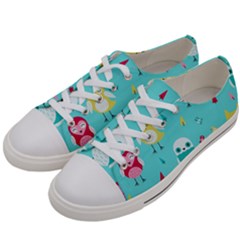 Owls Owl Bird Cute Animal Art Vector  Pattern Colorful Men s Low Top Canvas Sneakers by Salman4z