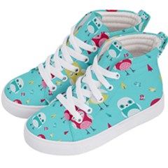 Owls Owl Bird Cute Animal Art Vector  Pattern Colorful Kids  Hi-top Skate Sneakers by Salman4z