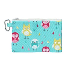 Owls Owl Bird Cute Animal Art Vector  Pattern Colorful Canvas Cosmetic Bag (medium) by Salman4z