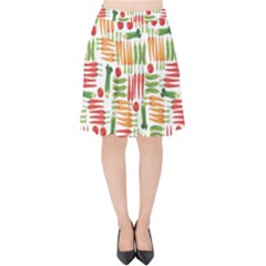 Vegetables Velvet High Waist Skirt by SychEva