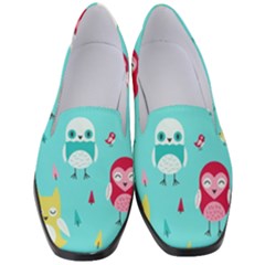 Owls Owl Bird Cute Animal Art Vector  Pattern Colorful Women s Classic Loafer Heels by Salman4z