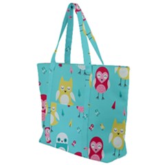 Owls Owl Bird Cute Animal Art Vector  Pattern Colorful Zip Up Canvas Bag by Salman4z