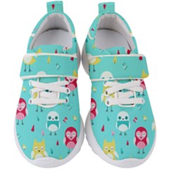 Owls Owl Bird Cute Animal Art Vector  Pattern Colorful Kids  Velcro Strap Shoes by Salman4z