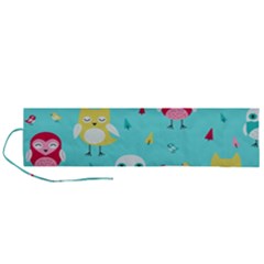 Owls Owl Bird Cute Animal Art Vector  Pattern Colorful Roll Up Canvas Pencil Holder (l) by Salman4z