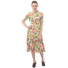 Vegetables Keyhole Neckline Chiffon Dress by SychEva