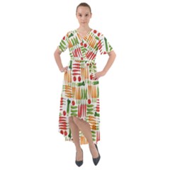 Vegetables Front Wrap High Low Dress by SychEva