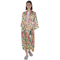 Vegetables Maxi Satin Kimono by SychEva