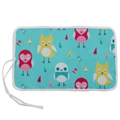 Owls Owl Bird Cute Animal Art Vector  Pattern Colorful Pen Storage Case (s) by Salman4z