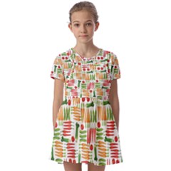 Vegetables Kids  Short Sleeve Pinafore Style Dress by SychEva