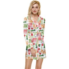 Vegetables Long Sleeve Satin Robe by SychEva