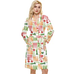 Vegetables Long Sleeve Velvet Robe by SychEva