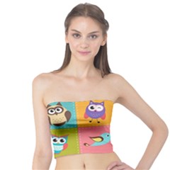 Owls Pattern Abstract Art Vector Cartoon Tube Top by Salman4z