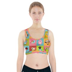 Owls Pattern Abstract Art Vector Cartoon Sports Bra With Pocket by Salman4z