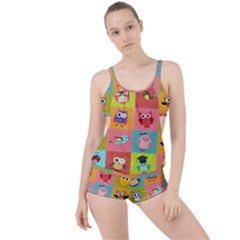 Owls Pattern Abstract Art Vector Cartoon Boyleg Tankini Set  by Salman4z