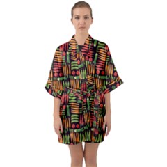 Vegetable Half Sleeve Satin Kimono  by SychEva