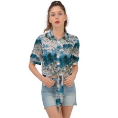 Waves Wave Nature Beach Tie Front Shirt  by Salman4z