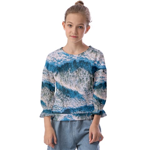 Waves Wave Nature Beach Kids  Cuff Sleeve Top by Salman4z