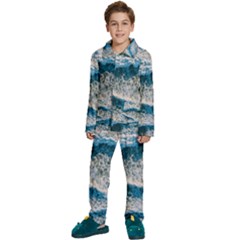 Waves Wave Nature Beach Kids  Long Sleeve Velvet Pajamas Set by Salman4z