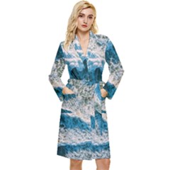 Waves Wave Nature Beach Long Sleeve Velvet Robe by Salman4z