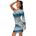 Waves Wave Nature Beach Long Sleeve One Shoulder Mini Dress View2