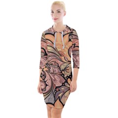 Colorful Background Artwork Pattern Floral Patterns Retro Paisley Quarter Sleeve Hood Bodycon Dress by Salman4z