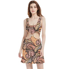 Colorful Background Artwork Pattern Floral Patterns Retro Paisley Velour Cutout Dress by Salman4z