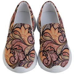 Colorful Background Artwork Pattern Floral Patterns Retro Paisley Kids Lightweight Slip Ons by Salman4z