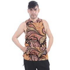 Colorful Background Artwork Pattern Floral Patterns Retro Paisley Men s Sleeveless Hoodie by Salman4z