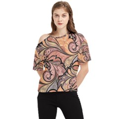 Colorful Background Artwork Pattern Floral Patterns Retro Paisley One Shoulder Cut Out Tee by Salman4z