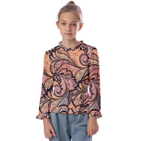 Colorful Background Artwork Pattern Floral Patterns Retro Paisley Kids  Frill Detail Tee by Salman4z