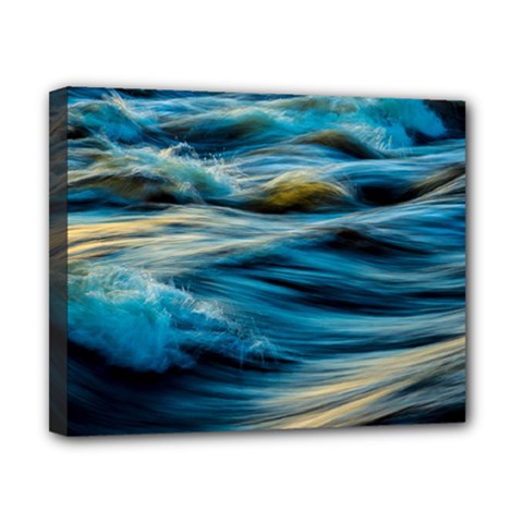 Waves Wave Water Blue Sea Ocean Abstract Canvas 10  x 8  (Stretched)