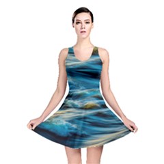 Waves Wave Water Blue Sea Ocean Abstract Reversible Skater Dress by Salman4z