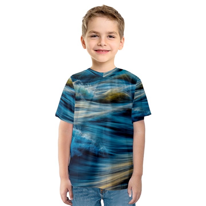 Waves Wave Water Blue Sea Ocean Abstract Kids  Sport Mesh Tee