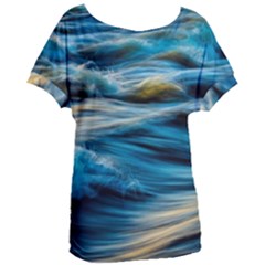 Waves Wave Water Blue Sea Ocean Abstract Women s Oversized Tee