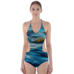 Waves Wave Water Blue Sea Ocean Abstract Cut-Out One Piece Swimsuit