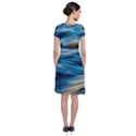 Waves Wave Water Blue Sea Ocean Abstract Short Sleeve Front Wrap Dress View2