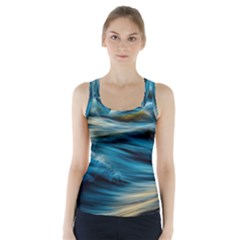 Waves Wave Water Blue Sea Ocean Abstract Racer Back Sports Top by Salman4z