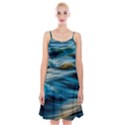 Waves Wave Water Blue Sea Ocean Abstract Spaghetti Strap Velvet Dress View1