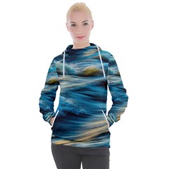 Waves Wave Water Blue Sea Ocean Abstract Women s Hooded Pullover