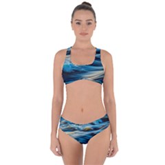 Waves Wave Water Blue Sea Ocean Abstract Criss Cross Bikini Set