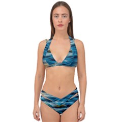 Waves Wave Water Blue Sea Ocean Abstract Double Strap Halter Bikini Set