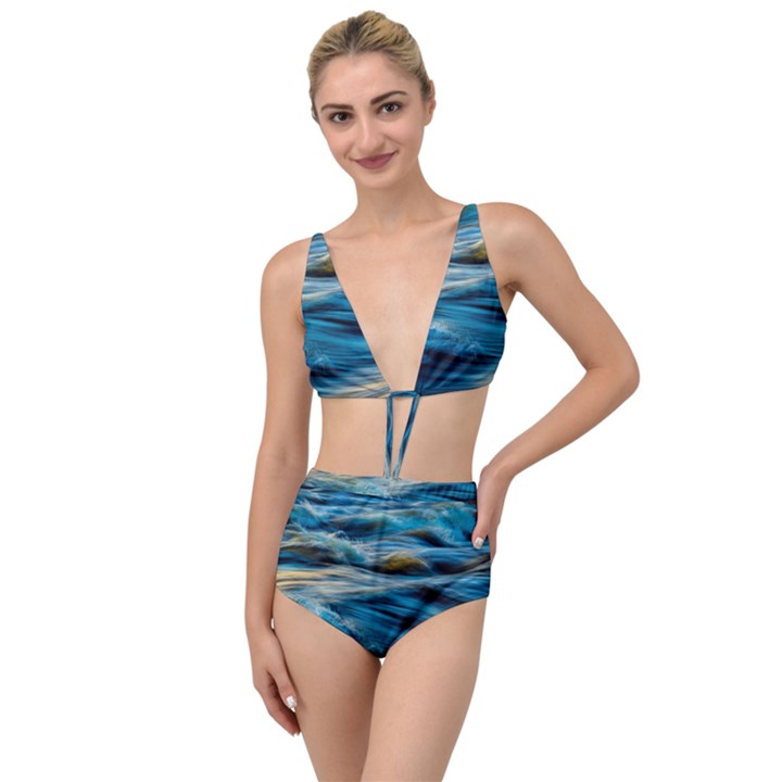 Waves Wave Water Blue Sea Ocean Abstract Tied Up Two Piece Swimsuit