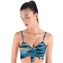 Waves Wave Water Blue Sea Ocean Abstract Woven Tie Front Bralet View1