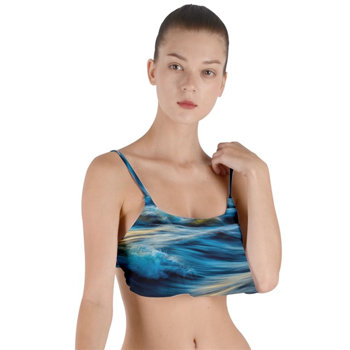 Waves Wave Water Blue Sea Ocean Abstract Layered Top Bikini Top 