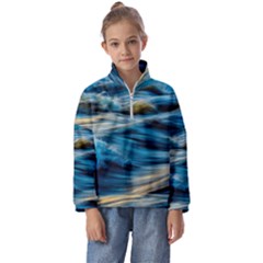 Waves Wave Water Blue Sea Ocean Abstract Kids  Half Zip Hoodie